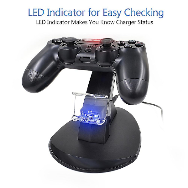 Dobbel USB-ladingstasjon for Playstation 4 PS4 / PS4 Pro / PS4 Slim-kontroller