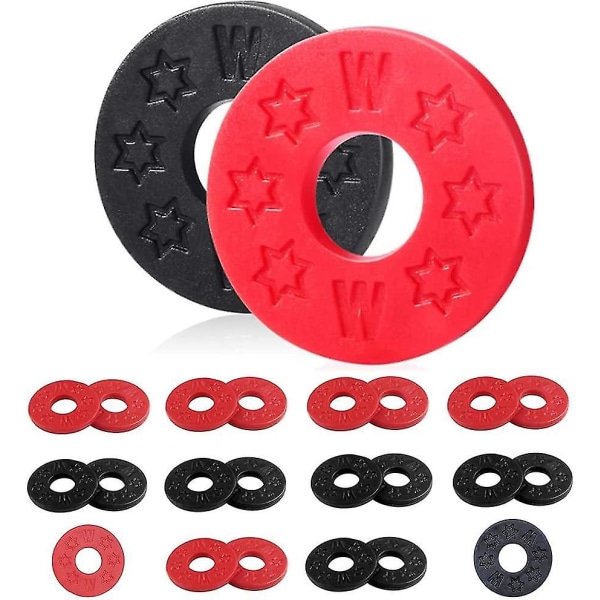 Gitarstropplåser, gitartilbehør, silikon gummistroppblokker, gitarlåser for låsing av gitarstropp (24 stk, svart+rød)