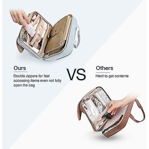 Toalettväska Hängande Resa Makeup Organizer med TSA Godkänd Transparent Kosmetisk Väska Makeup Väska för Fullstora Toalettartiklar, Ljusblå 10 tum
