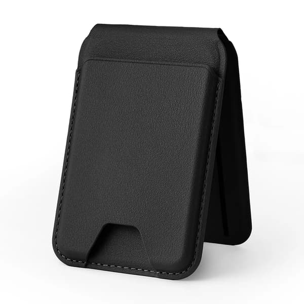 Sort Læder Foldbart Bordstativ med Syet Kant, Let, Holdbart til Mobiltelefoner og Tablets, Stabil Støtte og Kompakt Bærbart Design