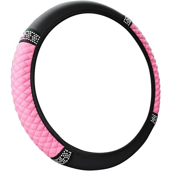 Universellt bilrattskydd, bilrattskydd utan inre ring i broderat läder, 38 cm, PU-läder halkfritt andningsbart, Steeri[CO]