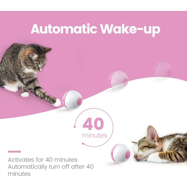 Interactive Cat Toys Ball Wicked Ball för inomhuskatter vuxna, automatiskt 360° självroterande & USB -uppladdningsbar