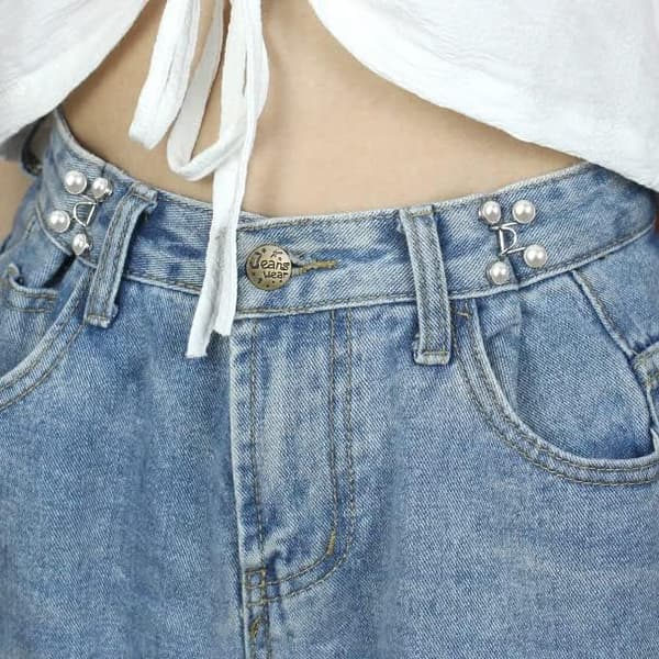 Adjustable Jean Buttons, Detachable Jean Buttons, No Sewing Required, Large White Pearls