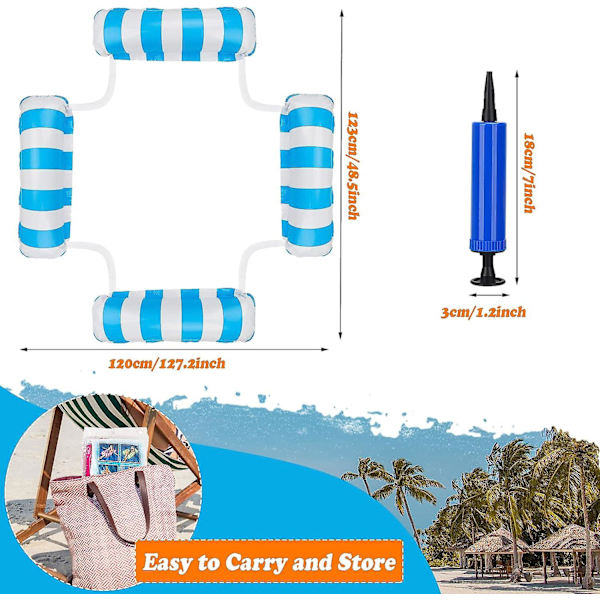 2 kpl Ilmatäytteinen uima-allasriipukko, päivitetty ilmatäytteinen uima-allasriipukko, 4 toimintoa, riippumatto, lepotuoli, ajelehtija ja urheilusalli, kelluvat lelut uima-altaalle, rannalle, ulkoilmaan