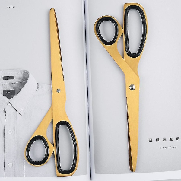 Ergonomiske sakse i rustfrit stål med messing og blødt greb - Asymmetrisk design