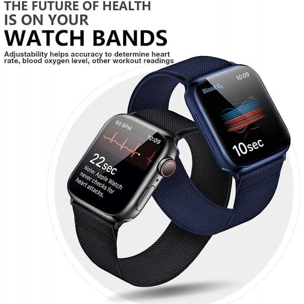 Apple Watch 42/44/45/49mm Justerbart & Elastisk Nylon Loop Armbånd Sort Svart