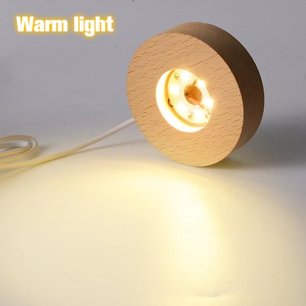 Træ LED-lysdisplay Base isglas Resin Art Ornament Varmt hvidt lys