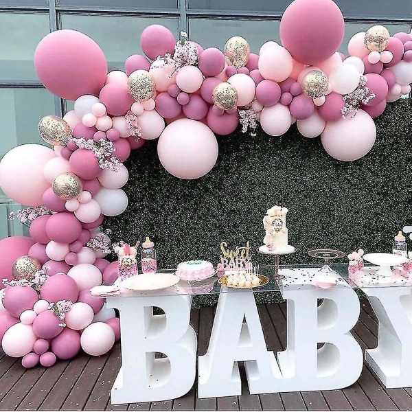 96 stk. Rose Pink Ballonbue Girlande Kit Latex Balloner Til Fødselsdag -t