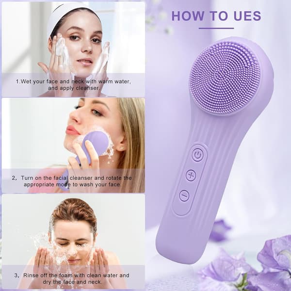 Silikone Ansigtskrubber Exfoliator, Silikone Ansigtsbørste til Mænd & Kvinder Lilla Purple