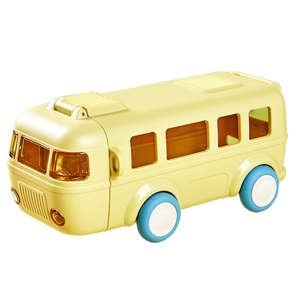 Buss Vattenflaska för Barn 500 ml Buss Sugrör Vattenkopp med Rem Bärbar Buss Form Vattenkopp Avtagbar Läckagesäker Plast (2 st)