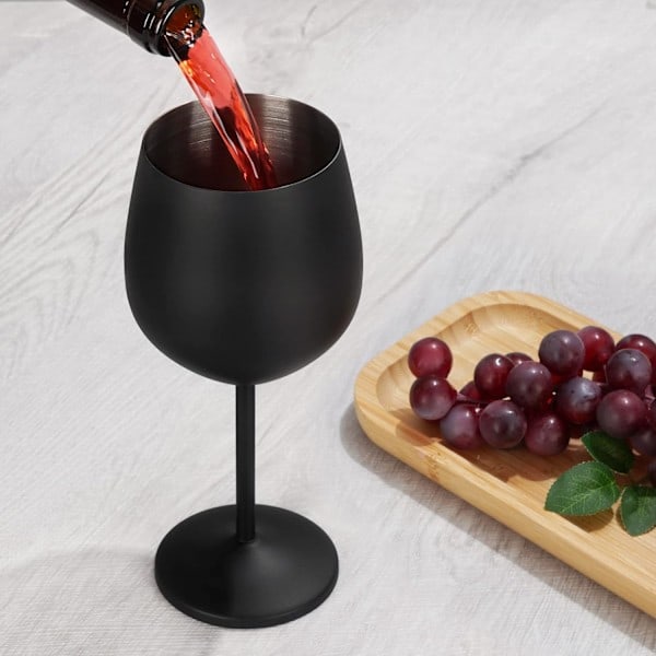 Sæt med rødvinsglas, vinglas i rustfrit stål, champagneglas