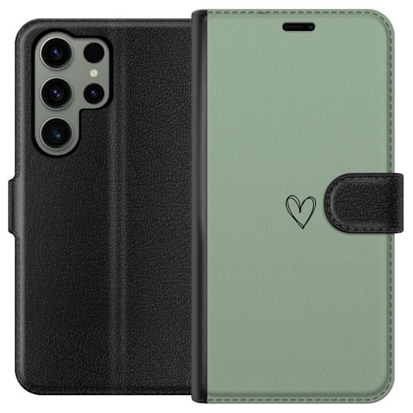 Samsung Galaxy S23 Ultra Lompakkokotelo Sydän Vihreä