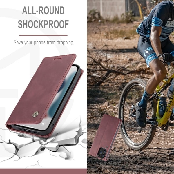 iPhone 13 Pro - CASEME Retro Læder Etui - Rød