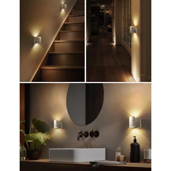 LED-nattlampa med skymningssensor, dimbar 3-färgsbelysning för sovrum, hall, barnkammare, vit 2-pack 2-pack/No remote Vit