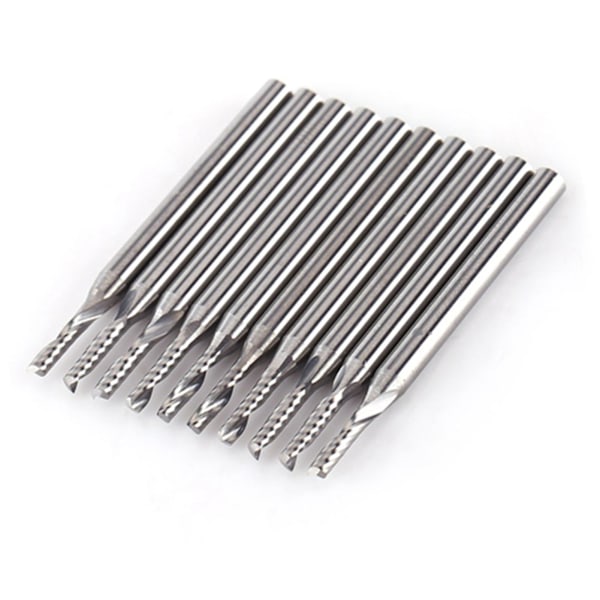10 stk. 1/8' skaft wolframcarbid end mill cnc gravering værktøjer enkelt fløjte spiralbit