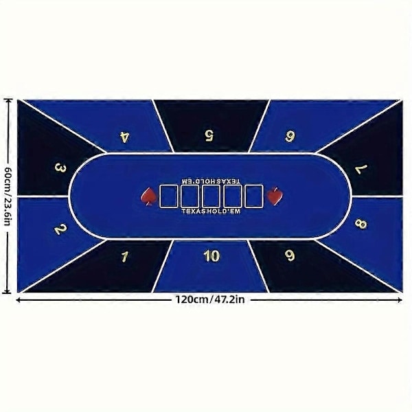 Spillebordmatte for poker, Texas Hold'em bordmatte, sklisikker gummimatte for pokerbord - Perfekt
