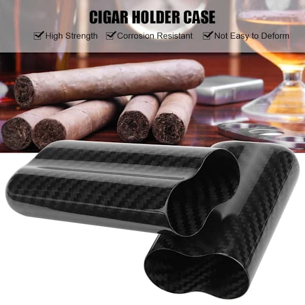 Cigarrhållare i kolfiber Humidor 2 Rör Förvaringsfodral Resväska[co]