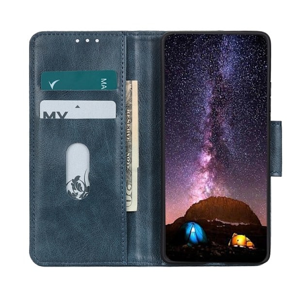 iPhone 14 Etui Crazy Horse Læder Blå