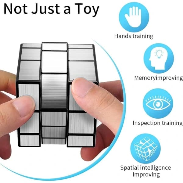 Mirror Cube 3x3x3 Speed Cube - Hopea Magic Cube Palapeli Lelut Kuutiopeli Lapsille ja Aikuisille[co]