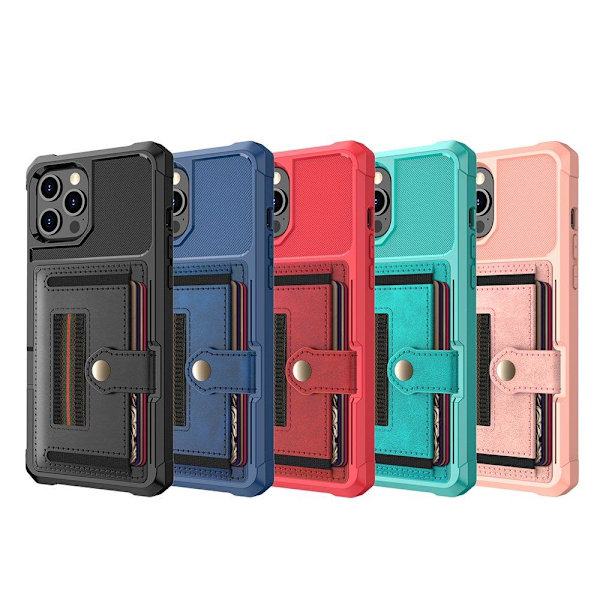 iPhone 12 Pro Max - Practical Stylish Case with Card Holder Röd