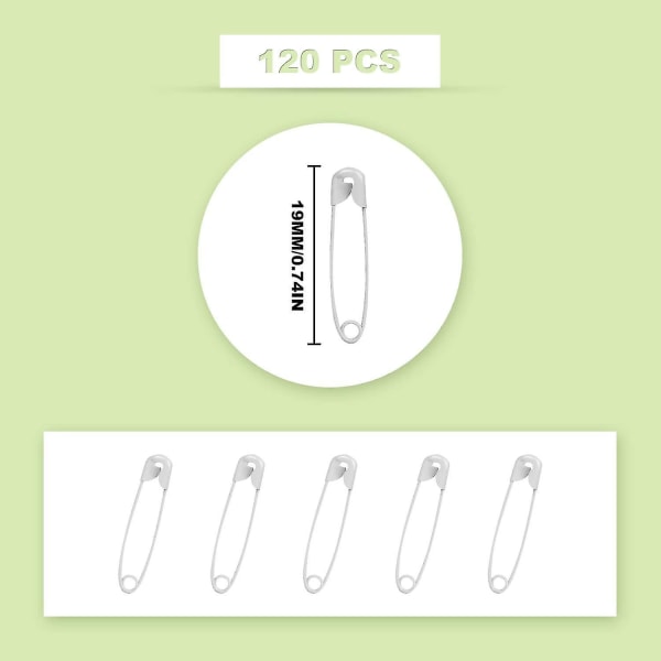 120 kpl 19 mm:n miniturvaklipsejä metalliset turvaklipsit taidekäsitöihin ompeluun korujen valmistukseen (harmaa)