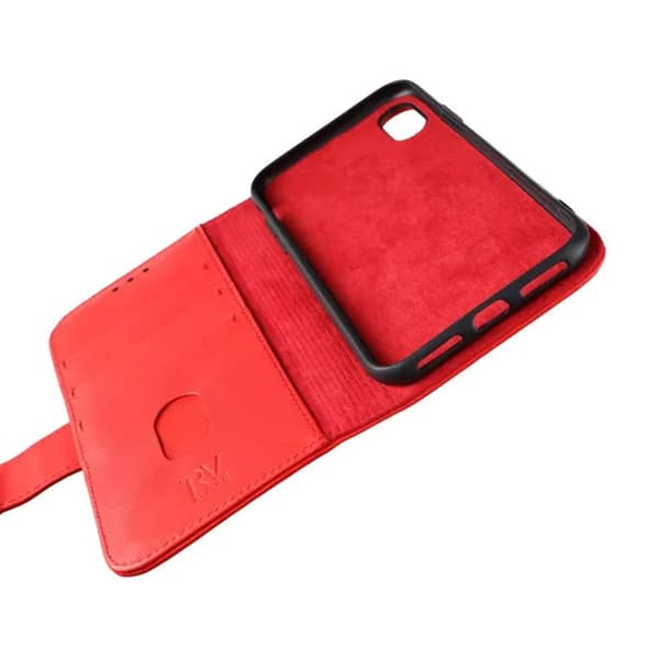 iPhone X/XS Wallet Case Leather Rvelon - Red Röd red