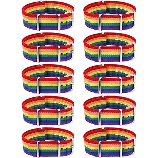 10 kpl Pride-ranneke, Pride-juhlat, Sateenkaari-ranneke, Säädettävä ystävyysranneke, Pride-kuukauden lisätarvikkeet