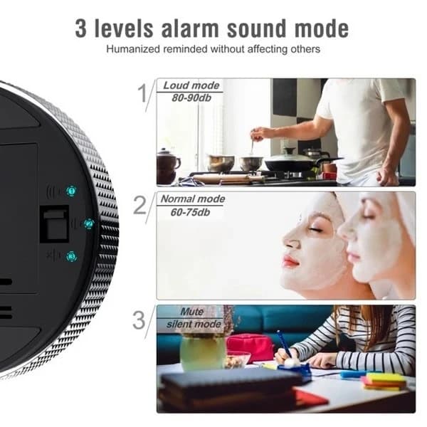 Rund roterende digital timer Stopur LED 99 minutter 59 sekunder