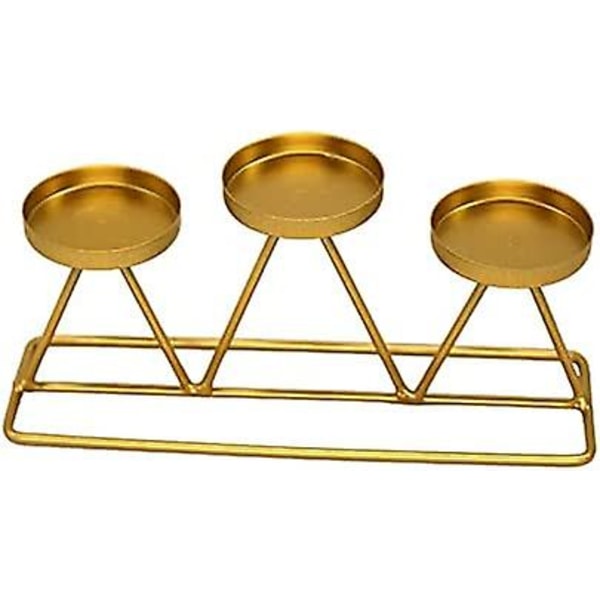 Decorative 3-arm Metal Candle Holder For Wedding Table - Gold