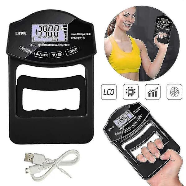 Grebstyrketester, 180 kg digitalt hånddynamometer grebsstyrke[CO]