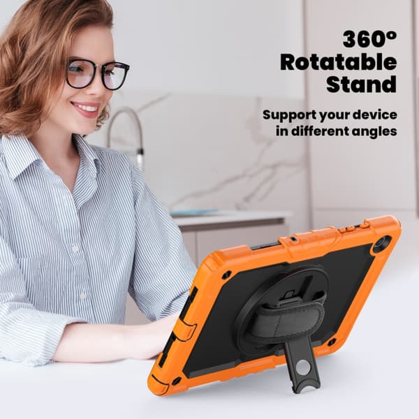 Samsung Galaxy Tab A9+ / A11+ Silicone + PC Case with Shoulder Strap Apelsin