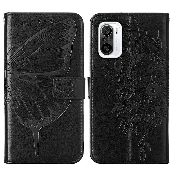 Xiaomi Mi 11i - Butterfly Læder Etui - Sort Sort