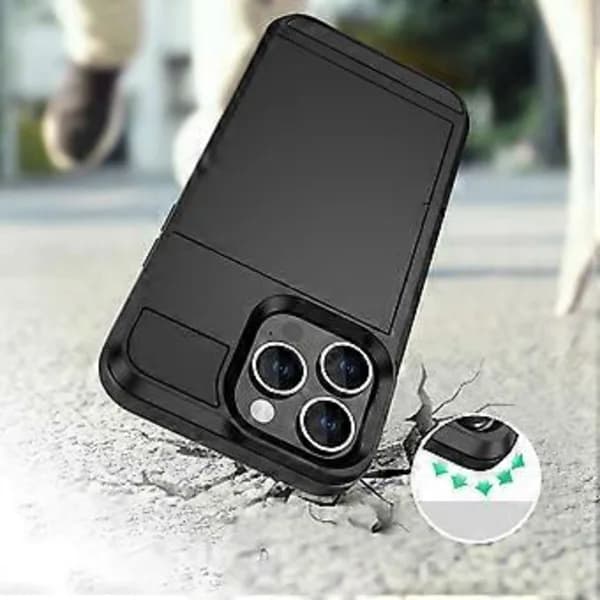 Telefonfodral för iPhone 15 Pro Max PC+TPU med Skjutbart Kortfack, Anti-Fall Baksida (Stil I)[CO]