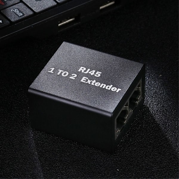 2-PACK RJ45 Splitter Ethernet LAN Adapter Svart