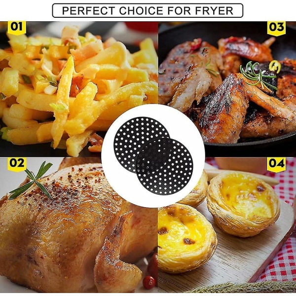 2 stk. genanvendelige silikone airfryer-måtter, non-stick airfryer-foringer silikone måtter runde, 22,7 cm