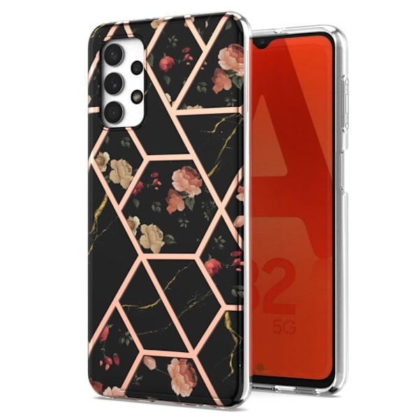 Samsung Galaxy A23 5G Cover Marmor Sorte Blomster