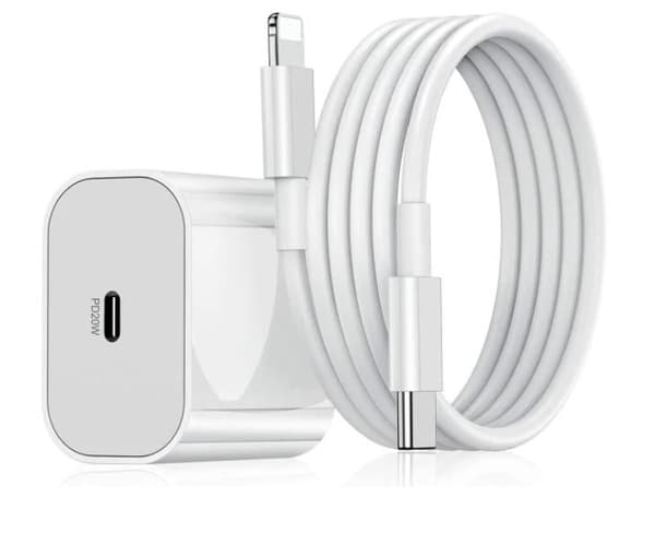 iPhone Hurtigoplader USB-C Strømadapter 20W + 2m Kabel Hvid White (1st Laddare & 1st 2m laddkabel)