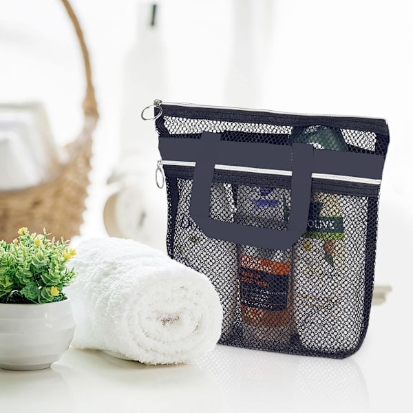 Väskor i väska Bärbar dusch Mesh Caddy Bag Snabbtorkande hängande toalettväska