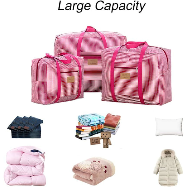 Vattentät tjock stor förvaringsväska 600D Oxford Organizer Resväska för filtar, täcke, kuddar, kläder, flytt, hem (rosa, stor) Large
