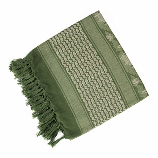 2 st Militär Shemagh Taktisk Öken Keffiyeh Huvud Halsduk Arabisk Sjal med Tofs 110x110 cm (Camo Grön)