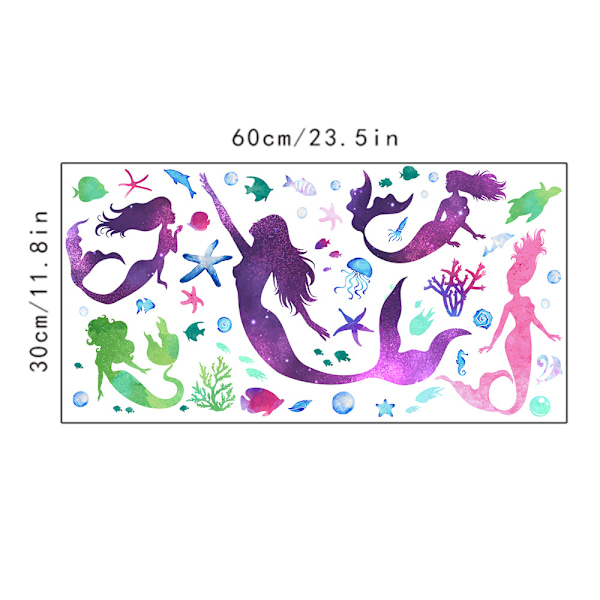 Mermaid Starfish Wall Stickers Wall Decor Self-Adhesive Wall Decals Pack