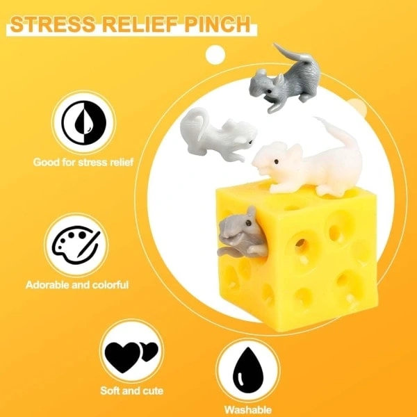 3-pack Kläm Ost Fidget Leksaker Gummi Simulerad Ost Stress Ångest Sensorisk[co]