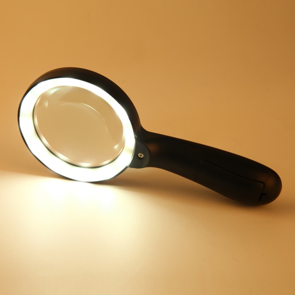 12 LED-lampor handhållet förstoringsglas med lampor för äldre som läser högupplösta läsböcker och tidningar elevunderhåll R
