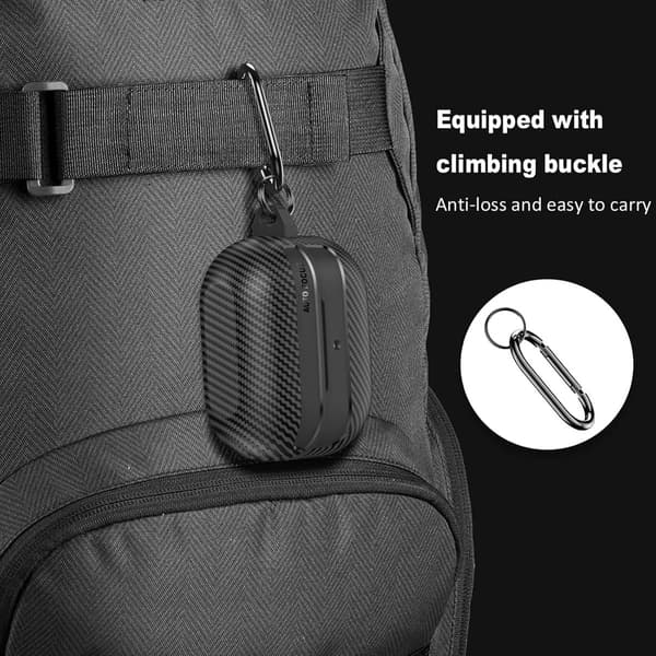 Samsung Galaxy Buds 3 Pro/Buds 3 Etui, Blødt TPU Stødresistent Cover Med Kulfibertekstur, Karabinhage Til Daglig Brug, Sort