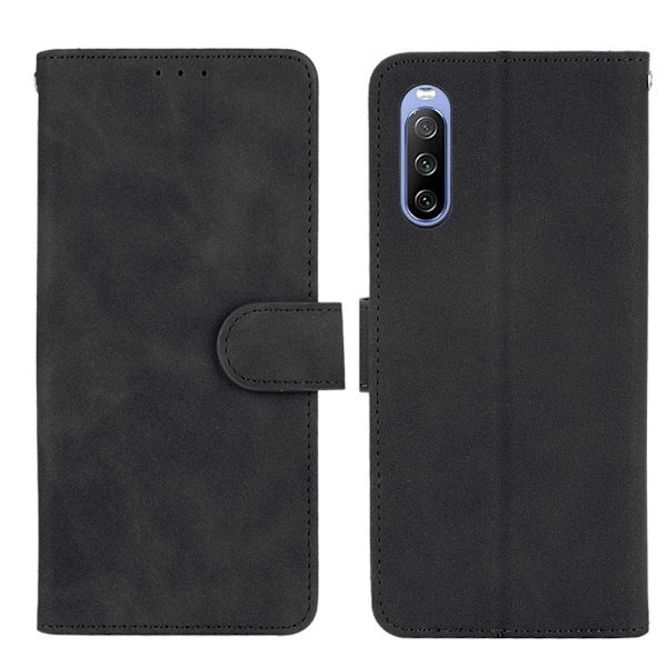 Sony Xperia 10 III - Skin Touch Nahkakotelo - Musta Musta