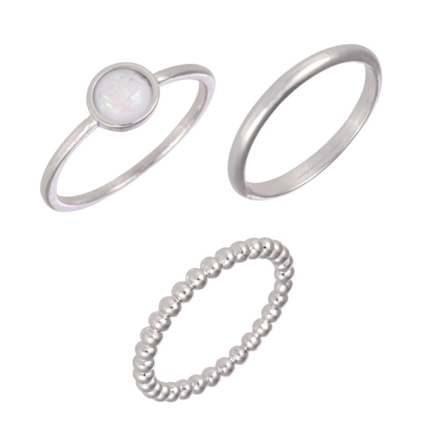 Simple Gems Moonstone Opal Vintage Three Ring Set