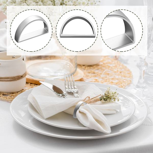 15 st påsk servettringar, halvcirkelformade metallspännen, servettringar för middagsbordsdekoration, bröllop, bankett, alla hjärtans dag