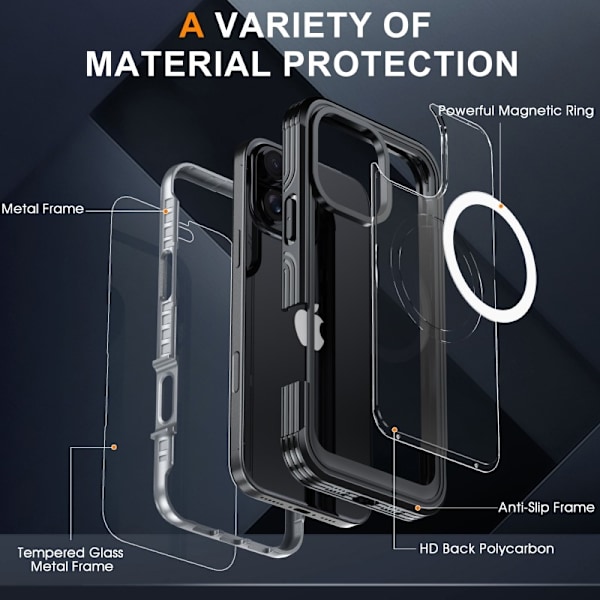 iPhone 16 Pro Heltäckande Magsafe Premium 3D -kuori 3in1 ThreeSixty