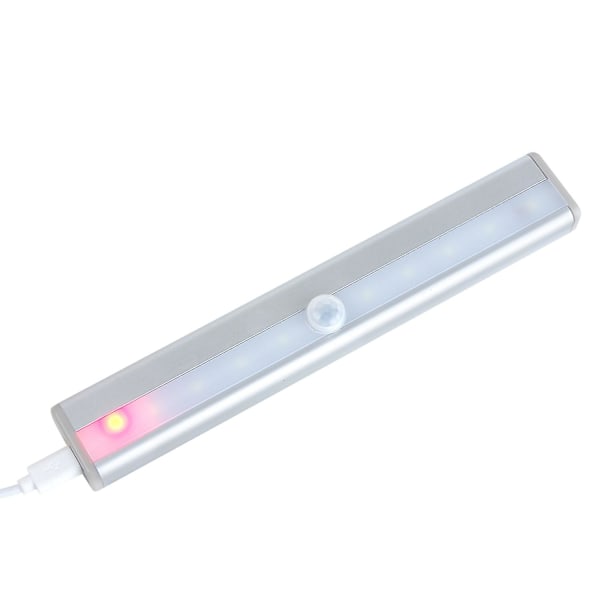 10 LED-lamper, USB-oppladbare, magnetiske, bevegelsessensor, skaplys, nødlykt (hvitt lys)