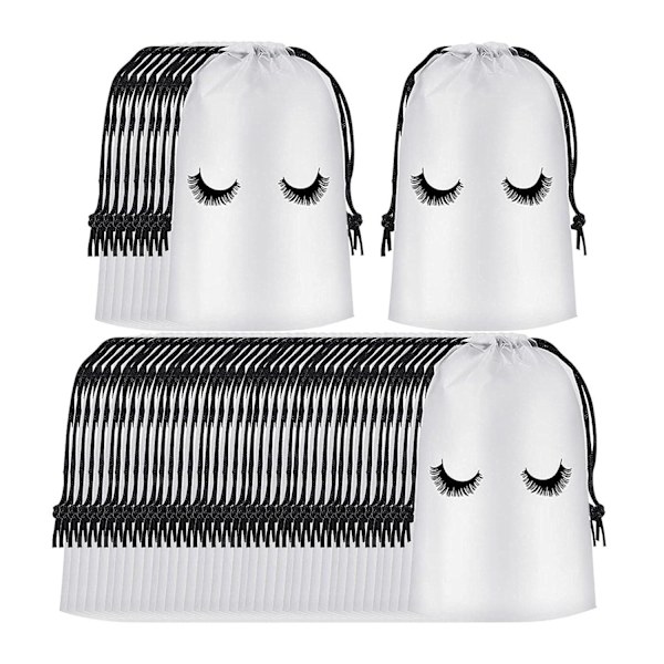 50x Resväska Toalettväska Makeup Väska Vattentät med Dragsko Toalettväska 15cmx20cm Vit